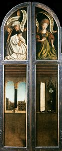 Het Gentse Altaarstuk. Aanbidding van het Mystieke Lam: Gebogen Raam met Uitzicht..., 1432.