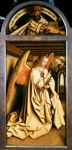 Het Lam Gods. Aanbidding van het mystieke lam: De aartsengel Gabriël, 1432