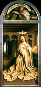 Het Lam Gods. Aanbidding van het Mystieke Lam: Maagd Annunciate, 1432 door Jan van Eyck