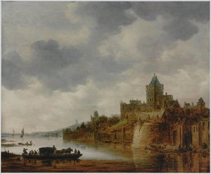 Dutch: Rivierlandschap met gezicht op het Valkhof te Nijmegen River Landscape with View of Valkhof, Nijmegen door Jan van Goyen