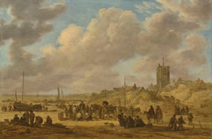 Visverkoop op het strand bij Egmond