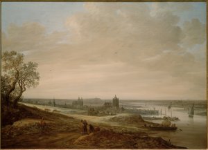 Panorama-landschap met uitzicht op Arnhem door Jan van Goyen
