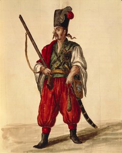 Karabinier uniform, uit geïllustreerd boek van kostuums