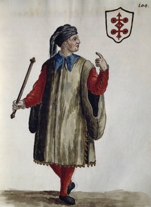 Carrarese kleding, aquarel uit De Venetiaanse kleding, van bijna elke leeftijd zorgvuldig verzameld en geschilderd in de 18e eeuw door Jan van Grevenbroeck