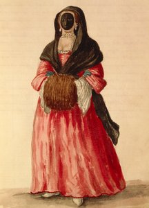 Moretta, Venetiaans masker, aquarel door Giovanni Grevembroch