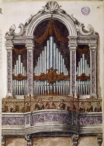 Weeskinderen zingen, orgel van het koor van de kerk van het Ospedale della Pietà, Venetië