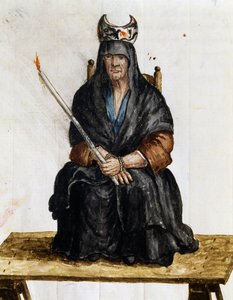 Heks, illustratie uit Kostuums van Venetianen van bijna elke leeftijd, zorgvuldig verzameld en geschilderd in de 18e eeuw, Giovanni di Grevembroch (1731-1807) door Jan van Grevenbroeck