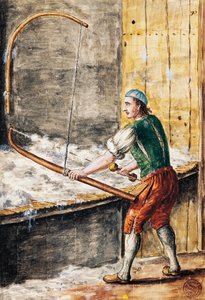 De katoen spinner, illustratie uit Geïllustreerd boek van Venetiaanse kostuums, door Jan Grevenbroeck, aquarel, Italië