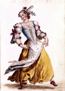 Venetiaanse dans. Aquarel en inkt uit het manuscript 