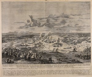 Accurata delineatio praelii Hochstetensis quo ingenti Gallorum et Bavarorum exercitu profligato caeso capto ...  Representation exacte de la fameuse bataille de Hochstet ... door Jan van Huchtenburgh