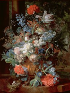 Boeket bloemen in een landschap