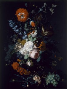 Stilleven van bloemen en fruit door Jan van Huysum