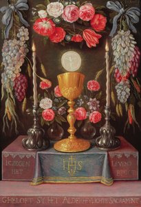 Een Kelk met de Eucharistie in een Cartouche Versierd met Bloemen en Fruit, ca. 1664