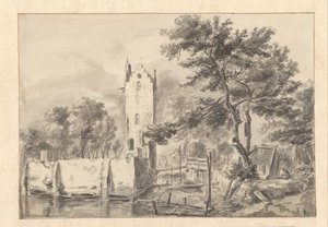 Gezicht op Kostverloren Manor aan de Amstel door Jan van Kessel
