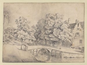 Uitzicht op de Leidsegracht in Amsterdam, gezien vanaf de Keizersgracht door Jan van Kessel