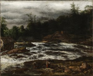 Berglandschap met waterval door Jan van Kessel d.Æ.