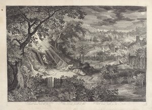 Landschap met Christus in de hof van Gethsemane door Jan van Londerseel