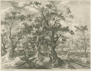 Landschap met een door een leeuw verscheurde profeet uit Juda door Jan van Londerseel