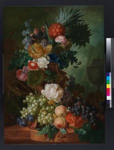 Vaas met bloemen en fruit, voor 1808 door Jan van Os