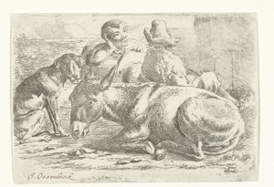 Twee rustende ezeldrijvers door Jan van Ossenbeeck