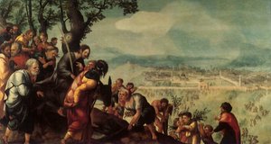 Intocht van Christus in Jeruzalem, centraal paneel van een drieluik, ca. 1526