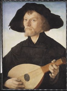 Portret van een luitspeler door Jan van Scorel