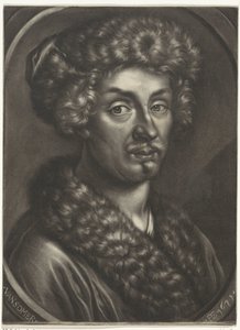 Portret van een man met een bontmuts door Jan van Somer