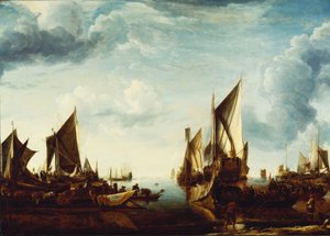 Het Bezoek van de Stadhouder, Prins Frederik Hendrik, aan de Vloot van de Staten-Generaal in Dordrecht in 1646, voor 1649