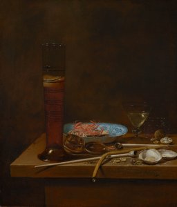 Stilleven met rookgerei en krabben