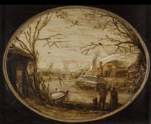 Winterlandschap door Jan van de Velde (II) (attributed to)