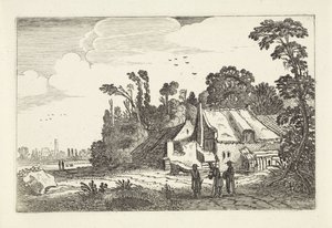 Figuren op een landweg bij een boerderij door Jan van de Velde (II)
