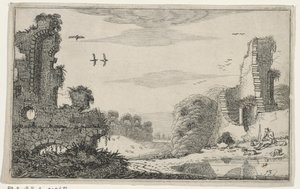 Herder bij een ruïne door Jan van de Velde (II)