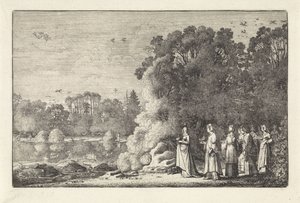 Landschap met Mercurius en Herse door Jan van de Velde (II)
