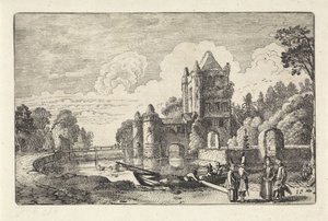 Landschap met de Amsterdamse Poort te Haarlem door Jan van de Velde (II)