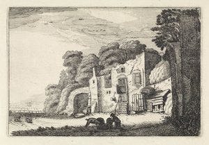 Landschap met de verloren zoon bij de varkens door Jan van de Velde (II)