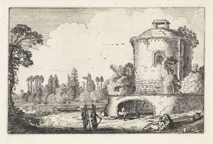 Landschap met een ronde toren (Landschappen / Amenissimae aliquot requculae) door Jan van de Velde (II)