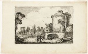 Landschap met ronde toren