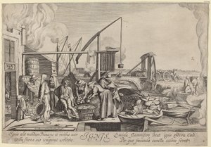 Vuur door Jan van de Velde II, after Willem Buytewech