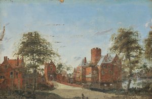 Kasteel Loenersloot aan de Angstel door Jan van der Heyden (manner of)