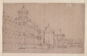 De Dam met het Nieuwe Stadhuis door Jan van der Heyden