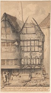 Twee uitgebrande huizen in de Oude Nieuwstraat, 1682 door Jan van der Heyden