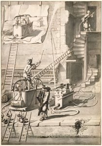 Vergelijking van de oude brandspuiten met Van der Heydens slangenbrandspuit