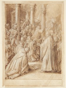 S. Giovanni Alberti Fiorentinos historie. De door de bisschop van Florence uitgezonden soldaten overvallen het klooster, waarin zij denken dat Giovanni Alberti is