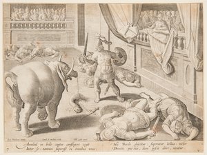 Een Romeinse Soldaat die vecht tegen een van Hannibal