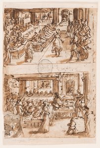 Dans van Salome; Verso, boven: Daniëls interpretatie van de tweede droom van koning Nebukadnezar, voorlopige ontwerp voor 