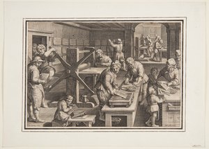 Gravure op metaal; Graveurs op een schip
