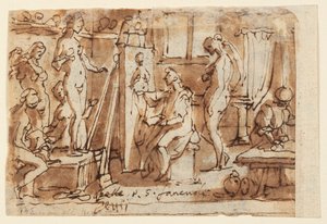 Recto: Zeuxis schildert Helena; Verso: Ecce Homo door Jan van der Straet, called Stradanus