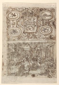 Recto, boven: Voorlopig ontwerp voor titelpagina van Vermis Sericus ("De introductie van de zijderups") printserie; Recto, onder: Voorlopig ontwerp voor pl. 3 (De incubatie van zijderupseieren); Verso, boven: Onvolledig voorlopig ontwerp voor titelpagina door Jan van der Straet, called Stradanus