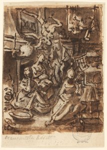 Studie voor een compositie door Jan van der Straet, called Stradanus