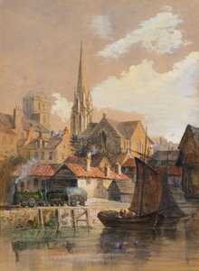 Uitzicht op Dundee vanaf de Oever met Toren van (Vrije) St. Paul